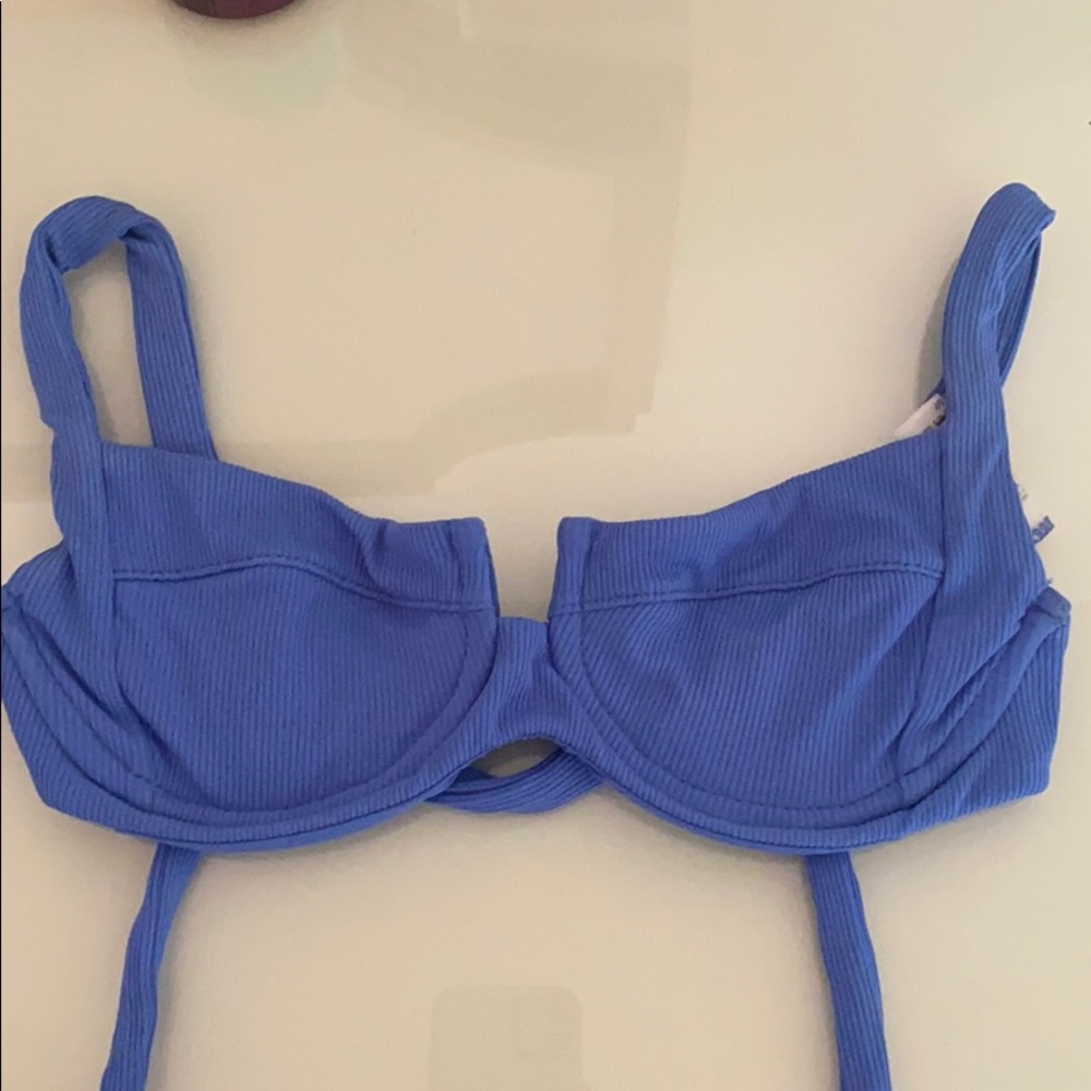 Blue Ribbed Bikini top